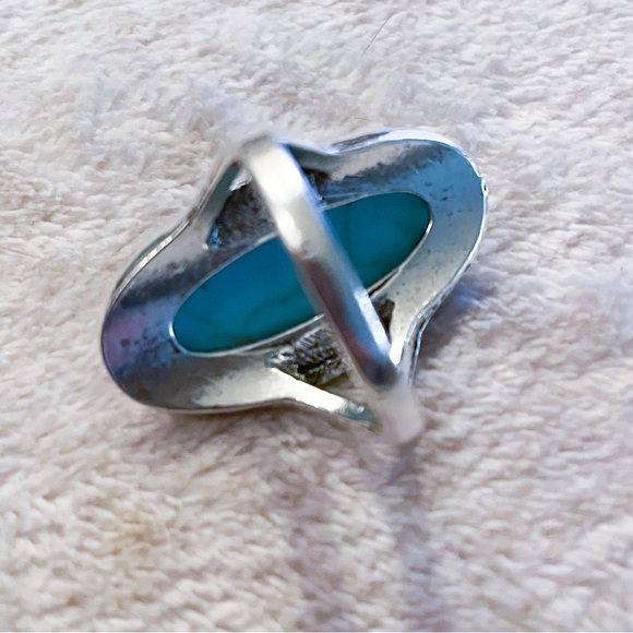 🌹Turquoise Silver Oval Ring size 9 - Picture 2 of 5
